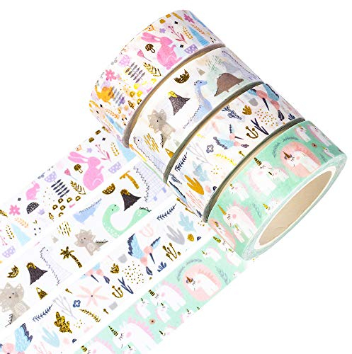 YUBBAEX Washi Tape Gold 4 Rollen Masking Tape Klebeband bunt für Scrapbooking DIY Handwerk