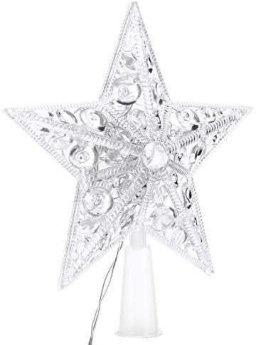 FRCOLOR Light up Christmas Tree Toppers LED Tree Top Star Lighted Christmas Star Glowing Topper Xmas Ornament Party Supplies without Battery