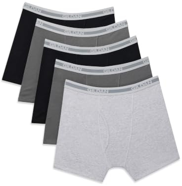 Gildan Men's Underwear Boxer Briefs, Multipack, Black/Charcoal/Sport Grey (5-Pack), Medium