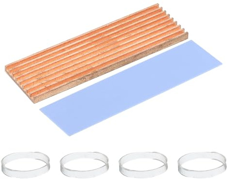 sourcing map 4 stycken M.2 kylfläns-kit ren koppar 70 x 21 x 3 mm för M.2 2280 SSD Laptop med självhäftande tejp och gummiringar