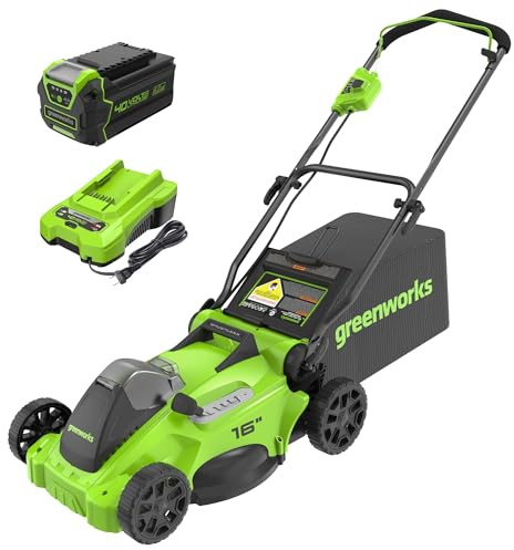 Greenworks 40V 16 Brushless Cordless (Push) Lawn Mower (75+ Compatible Tools), 4.0Ah Battery and Charger Included