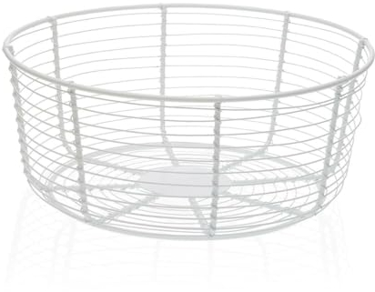 Versa Frutero Blanco Metal Cerámica Acero 26 x 11 x 26 cm