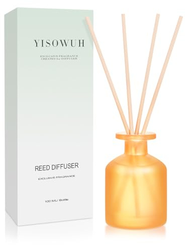 YISOWUH Difusor de Varillas - Citrus 3.38oz (100ml) Juego de 1 difusor de Varillas de Aceite Esencial con 8 Varillas, Fragancia Duradera para el hogar, el baño, el Dormitorio, la habitación