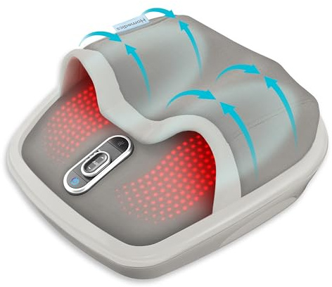 HoMedics Shiatsu Air Max Foot Massager, Air Compression Massage, Deep-Kneading Rolling Massage, Soothing Heat, Pain Relief and Muscle Recovery, Relaxes Feet, Spa Therapy for Home or Office