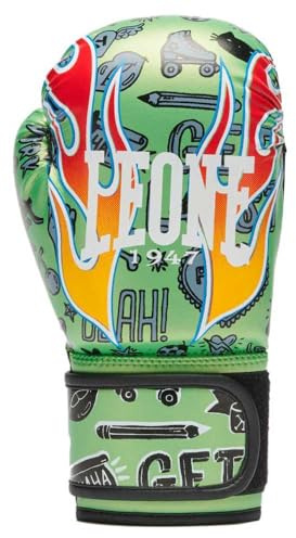 LEONE 1947, Guanti Boxe Flames 6 OZ, Verde