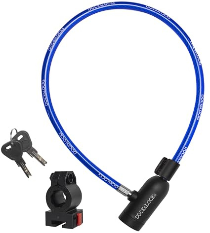 DocksLocks Bike Cable Lock Set with Key Lock, Mounting Bracket, Portable and Compact Anti-Theft Security for Bikes, Scooters and More 4ft