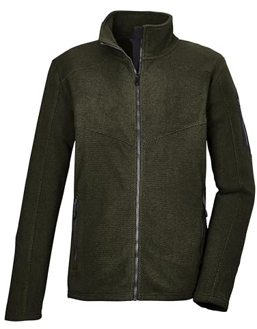 killtec Microfleece jacka/fleecejacka för män med ståkrage KOW 90 MN KNTFLC JCKT, mörk moss, S, 41823-000