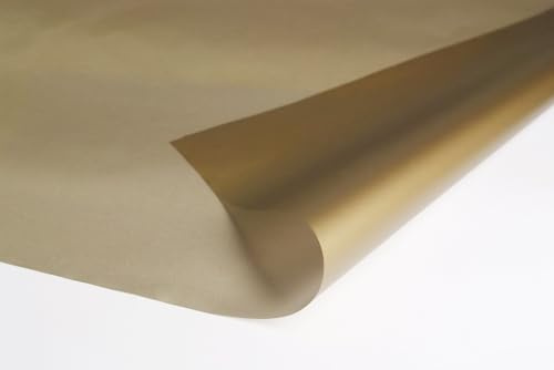 Gold Cellophane Gift Wrap (2m x 800mm Folded Sheet) Extra Wide | Ideal for Florists, Flower Bouquets, Floral Displays, Sweets, Cake Trays, Party Favours, Craft Projects and Gift Boxes