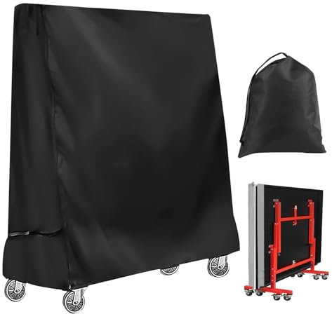 Hengrongshen Abdeckung Tischtennisplatte Outdoor, Wasserdichtes 600D Oxford Gewebe, Tischtennisplatte Abdeckung für Drinnen und Draußen, Winddicht, UV-Schutz, Reißfest (185×70×165CM)