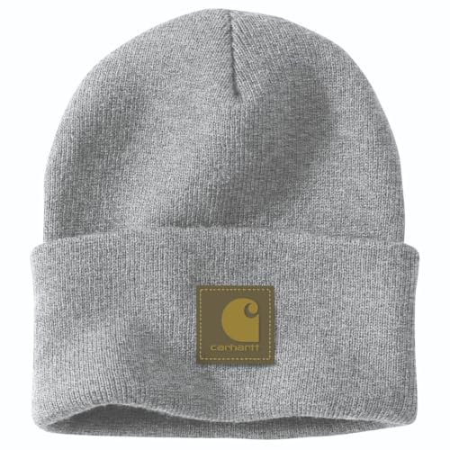 Carhartt Men's Knit Rubber Patch Beanie, Heather Gray, One Size