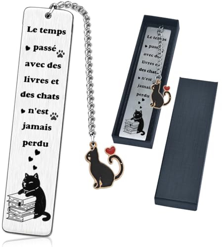 Marque-Page Chat Noir En Forme De Chat, Cadeau pour Les Amoureux des Chat, Bague De Lecture, Décoration Chat, Marque-Pages Pour Enfants, Enseignants, Amateurs De Livres, Marque-Page Pour L'École