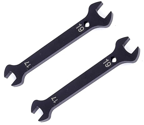 Mandouer 2pcs Super Thin Wrench Set, 17mm × 19mm Double Open End Wrench, Durable Carbon Steel Flat Spanner for Automotive and Bike Repair
