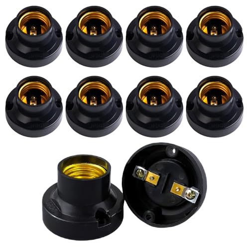 OMIGA 10 Pezzi Portalampada e27 Portalampada da Soffitto max. 60W AC 220V Porta Lampada da Soffitto Adatto a tutti i tipi di luci a LED Nero