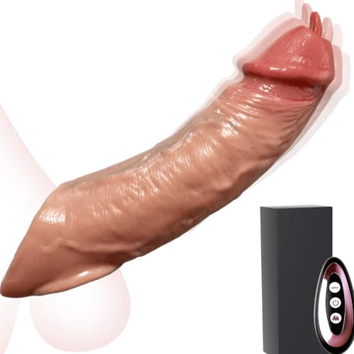 Funda para el Pene Vibrador Juguetes Eróticos para Pareja Sexuales Dildo Anillo Vibradorador 9 Modos de Vibración Realista Fundas de Silicona Plug Anal Alargador de Pene Control Remoto, Color de Piel