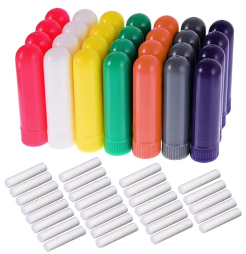 28 Sets Essential Oil Aromatherapy Nasal Inhalers Tubes Refillable Inhaler Stick, 7 Colors, with Wicks
