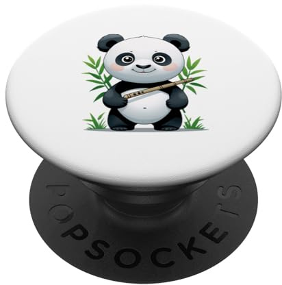 Panda con flauto illustrazione animale PopSockets PopGrip Adesivo