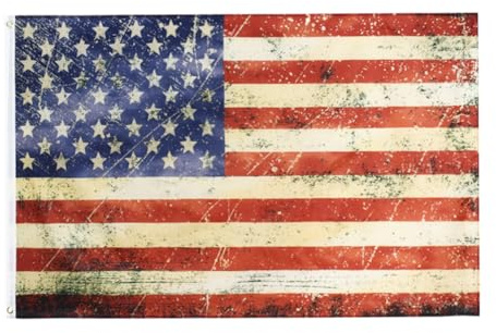 DOITOOL Bandiera Americana Retrò 90x150cm in Poliestere, Leggera e Portatile, Aspetto per Decorazioni Casa, Patio e Giardino Durante Eventi Patriottici