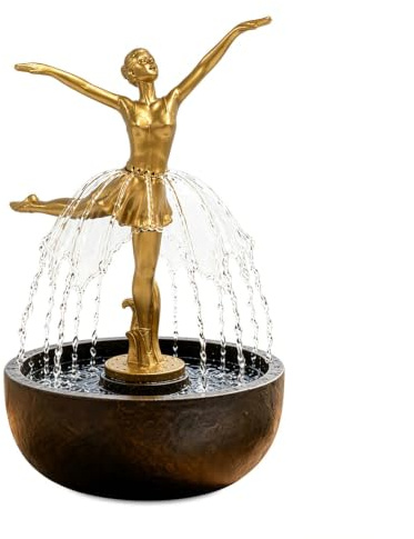 Delicate Ballet Girl Water Feature Statue Resin Sculpture for Home & Office | USB-powered waterfall effect, perfect for desks, shelves, and office spaces.