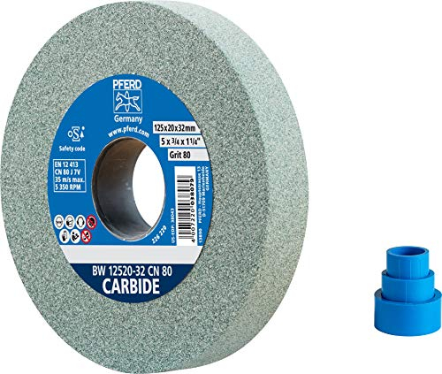 Pferd Muela Abrasiva para Esmeriladora de 125 millimeters, Ancho 20 millimeters, Grano Carburo de Silicio 80, Agujero 32 millimeters, para Metales Duros