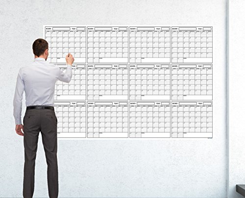 SwiftGlimpse 48 x 72 Large Jumbo Oversized Erasable Laminated Blank Annual Yearly Wall Calendar Poster, 12 Months, Reusable for Office, Academic or Home