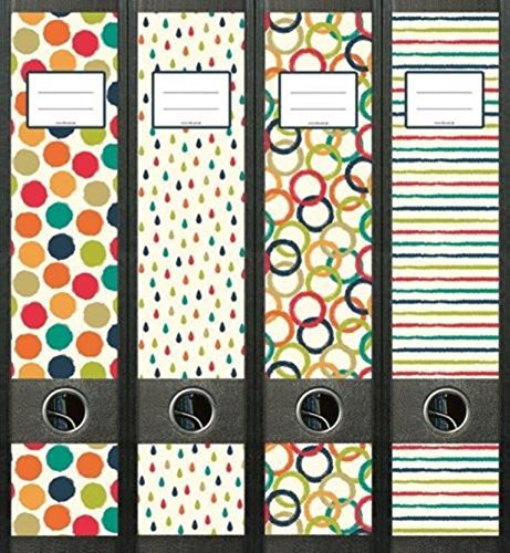 4er Set Ordnerrücken für breite Ordner Retro Kreis Lexikon Aufkleber Etiketten Deko 472