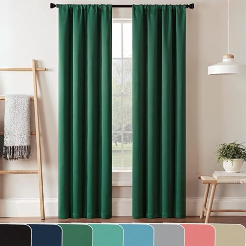 ECLIPSE Thermaweave Blackout Window Curtain Panel, Polyester, Emerald, 37 in x 84 in