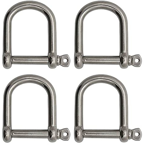 Extreme Max BoatTector 3006.8225.4 - Grillo a D Largo in Acciaio Inox, 6,35 mm, Confezione da 4, Colore: Argento