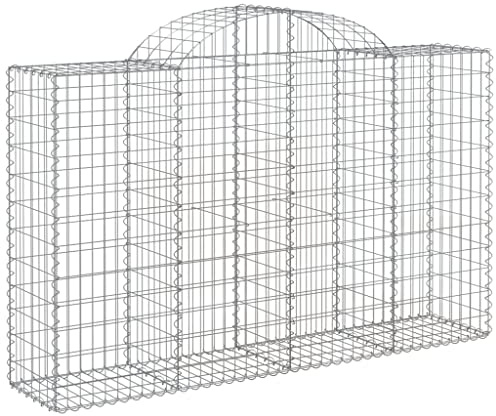KPOUTRFG Gabbione decorativo in ferro zincato, 200 x 50 x 120/140 cm, cestino a gabbione con arco alto in filo resistente alla corrosione da 3,5 mm, barriera da giardino stabile per pietre o ghiaia