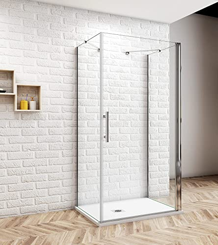 Aica Sanitär Duschkabine 80x80x80cm U-FORM Duschabtrennung U-Kabine Dusche Duschtür Nano Glas