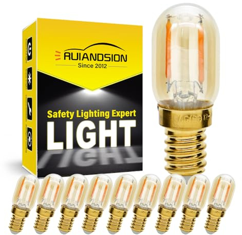 Ruiandsion Ampoule LED E12 1W Veilleuse 12-24V Pendentif Chandelier Dimmable Lampes Réfrigérateur Lampe Réfrigérateur Chambre Appliques Murales, Jaune 2200K (Lot de 10)