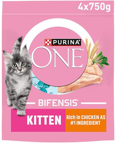 PURINA ONE Kitten Chicken Dry Cat Food 750g (Pack of 4)