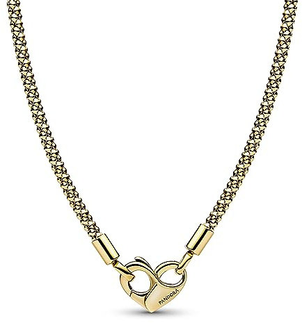 PANDORA Moments Studded Chain Halskette aus Sterling Silber mit 14 Karat vergoldete Metalllegierung, Länge 45cm, 362451C00-45