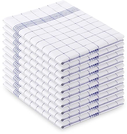 Vaily Paños de cocina, 10 unidades, 70 x 45 cm, 100% algodón, diseño a cuadros, color azul