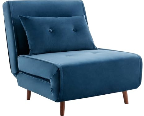 Vente-unique-Sessel mit Schlaffunktion - Samt - Dunkelblau - URIBIA