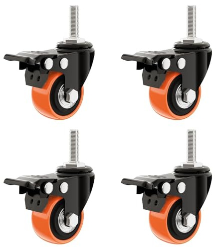 4 piezas ruedas para muebles con 4 frenos, doble rodamiento, ruedas para carga pesada, ruedas giratorias, doble bloqueo con rotación de 360 ​​grados (M10 4 mit Bremsen)