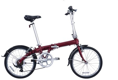 Dahon Route Folding Bicycle Adult 20 Inch Folding Bike with 7 Speed Gears, Lightweight Aluminium Frame, Foldable City Bike for Commuting and Travel, Red