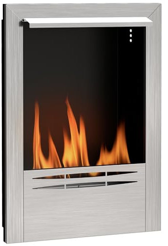 HOMCOM Stainless Steel Ethanol Fireplace Insert, Bioethanol Fire, Indoor Ethanol Burner with 0.9 Litres Volume, Cover Lid, Burns for Up to 3.3 Hours, Silver