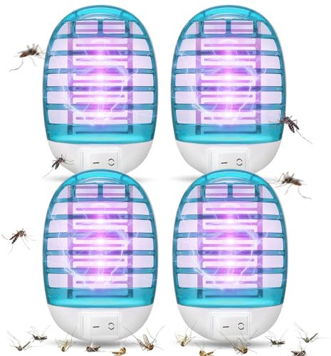 Mückenlampe Elektrisch,4 Stück Insektenvernichter Steckdose Insekten Mückenfalle Innen,Mückenschutz Lampe Mückenvernichter UV-Insektenfalle Fliegenfalle für Zuhause, Küche, Schlafzimmer, Fliegen