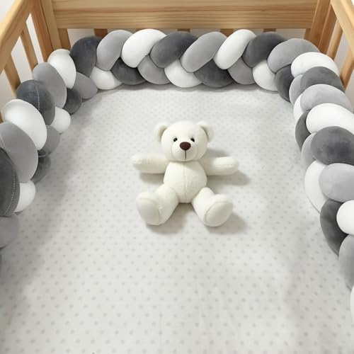 AZMAHT Protettivo in Peluche Letto a Treccia Cuscino Coccoloso Soffice Intrecciato Paracolpi Sponda Sponde Anticaduta Cuscino Decorativo,R1,300CM