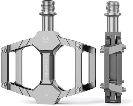 Jeu de pédales de vélo GWAGE – Pédales en Aluminium CNC avec axe CR-Mo, Seulement 283 g, Picots antidérapants, pédales polyvalentes pour VTT, Gravel, Trekking, Route et vélos Enfants (Argent)