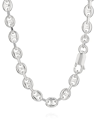 NKlaus 5,6 mm silver kaffebönekedja (längd valbar 45 cm – 50 cm) 925 sterlingsilver halsband bönkedja, Sterlingsilver, Ingen ädelsten