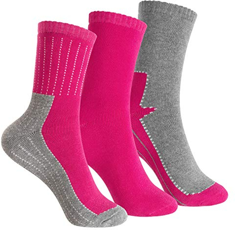 Footstar Kinder Frottee-Socken mit Motiv (3 Paar) Warme Socken mit Thermoeffekt - Pink 31-34