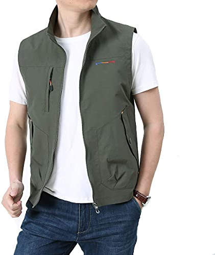 TienNew Gilet da Pesca Senza Maniche da Uomo, Giacca Lavoro Smanicato Leggera da Esterno Multitasche, per campeggio, caccia