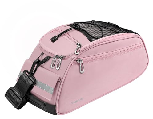 MOSISO Bolsa para Portabicicletas, Maletero Impermeable para Bicicleta, Bolsa para Asiento Trasero para Ciclismo Equipaje Sillín, Bolso de Hombro, Rosa