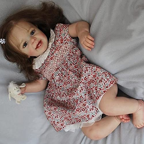 KIGKYO Reborn Baby,Reborn Puppen Lebensecht 24 Zoll Babypuppe Wie Echtes Baby Puppe Weichkörper Silikon Baby Mädchen für Mädchen und Jungen ab 3 Jahren mit Schnuller und Flasch
