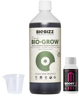 GROWMANIA Ekologisk odling gödsel av BioBizz 1 L + prov boost upp av upp näringsämnen + mätkopp: 100 % ekologisk gödsel för odling av växter och grödor: Naturligt substrat för alla jordar