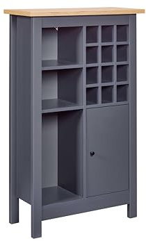 Inter Link Sideboard für 12 Flaschen mit 3 Regalböden und 1 Tür – Weinschranck - Highboard - Küchenschrank - Buffetschrank – für Weinlagerung - Artisan Eiche Anthrazit - Nellina