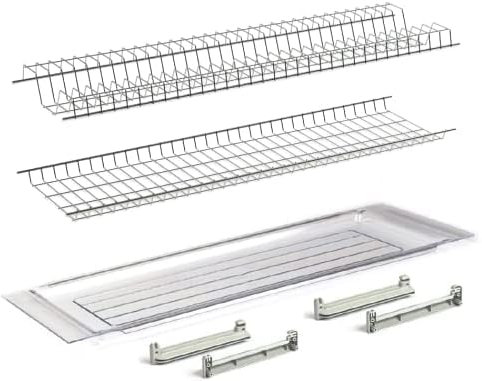 VI.TEL. Égouttoir en acier chromé protégé avec bac d'égouttement Made in Italy (56 cm pour armoire de 60 cm)