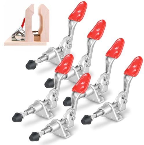 6 Stück Kniehebelspanner Schnellspanner GH 301 AM, 45kg/99lbs Spannkraft Klemmhebel Anti-Rutsch Push Pull Action Handwerkzeug Kniehebelspanner Werkzeug für Maschinenbetrieb Zimmerei Schweißen