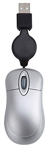 Joskeijky Mini Mouse cablato USB Cavo retrattile Piccolo Mouse Piccolo 1600 DPI Mouse da Viaggio Compatti Ottici per 98.2000 XP Vista Ve (Argento)